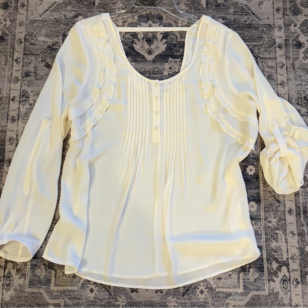 Daniel Rainn Ivory Ruffle Blouse